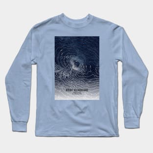 Mount Kilimanjaro Topographic map blue and white Long Sleeve T-Shirt